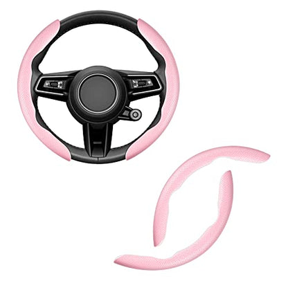 Amiss Car Nappa Leather Steering Wheel Cover, Segmented Steering Wheel Protector, Universal 99% Car Wheel Cover Protector (Pink) - color: pink