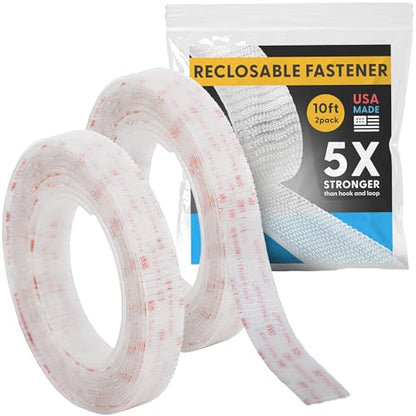 Industrial Strength -10FT 2Pack - Clear Indoor/Outdoor Adhesive Mounting Tape- Self Mating Reclosable Fastener Compatible with 3M SJ3550 / SJ3560 Dual Lock - size: 10 FT X 2 PACK, style: Clear