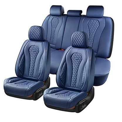 Coverado Seat Covers, Car Seat Covers Full Set, Blue Car Seat Cover, Car Seat Covers Front Seats Back Seat Cover, Waterproof Car Seat Cushion,Leather Seat Covers Seat Protector Universal Fit Most Cars - color: Blue, size: FullSet