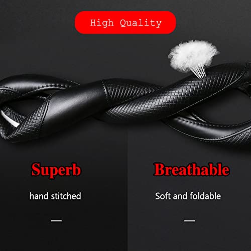 Car Steering Wheel Cover, Steering Wheel Cover for Men and Women, 15 Inch Microfiber Leather Auto Steering Wheel Cover, PU Leather Car Steering Wheel Cover Fit for Most Cars, SUVs, Trucks - color: Black