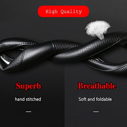 Car Steering Wheel Cover, Steering Wheel Cover for Men and Women, 15 Inch Microfiber Leather Auto Steering Wheel Cover, PU Leather Car Steering Wheel Cover Fit for Most Cars, SUVs, Trucks - color: Black