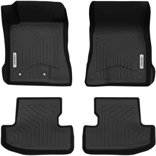 OEDRO Floor Mats Fit for 2015-2025 2026 Ford Mustang, Unique Black TPE All-Weather Guard Includes 1st and 2nd Row: Front, Rear, Full Set Liners - style: 15-21 Ford Mustang