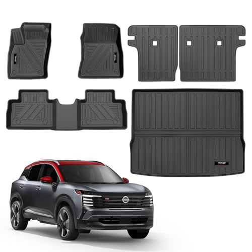 for 2025 2026 Nissan Kicks Floor Mats Trunk Cargo Liner and Rear Seat Backrest Mat Full Set All Weather TPE Rubber Protection Mat (for 2025 2026 Nissan Kicks Accessories) - color: for 2025 2026 Nissan Kicks Full Set
