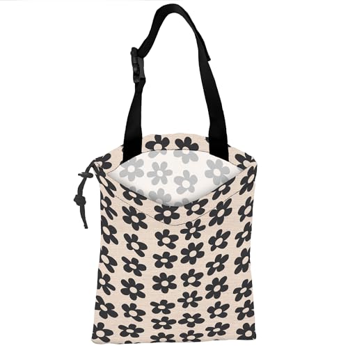 Car Trash Bag Black Vintage Flowers Car Trash Bin Leakproof Waterproof Car Trash Can for Back Seat, Foldable Car Garbage Bag with Adjustable Straps and Drawstring for Car Accessories - color: Black Vintage Flowers