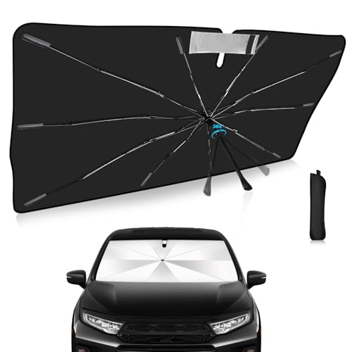 Windshield Sun Shade Umbrella for Honda Odyssey 2018-2026, Foldable Car Sunshade with 360° Bendable Handle and Rearview Mirror Cutout, UPF 50+ Titanium Silver Coating for UV Heat Insulation - size: For Honda Odyssey 2018+