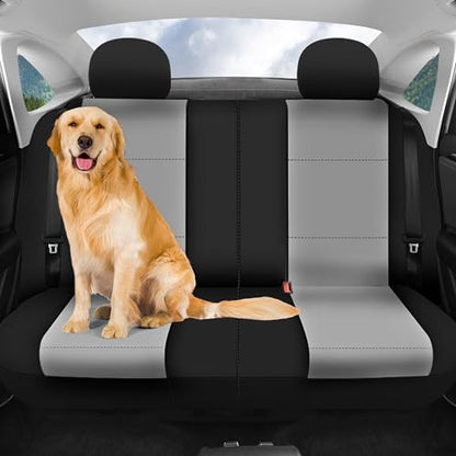 FH Group Waterproof Neoprene Car Seat Covers Rear Set– Universal Fit Split Bench Back Seat Cover, Durable Automotive Seat Protector for Cars, SUVs & Vans, Gray/Black - color: Gray, style: Rear Set