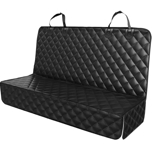 Waterproof Scratchproof Pet Bench Seat Covers for Cars, SUVs, Nonslip Durable Back Seat Cover for Dogs, Washable Backseat Protection - color: black-PU Leather, size: Medium-52"W