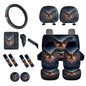 16 Piece Car Interior Cover, Eagle Printed Soft Stretch Front and Back Seat Covers for Cars, Steering Wheel Covers Arm Rest Pads Headrest Cover Seat Belt Pads Coaster Lipstick Holder Keychain - color: Blue and Yellow - Eagle