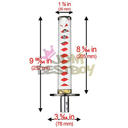 JDMBESTBOY Samurai Sword White Red Shift Knob Shifter Alloy Katana Adapters Universal 20cm - color: White Red, size: 20cm