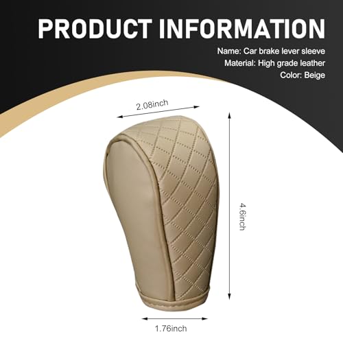 Car Leather Gear Shift Cover, Anti-Slip Dustproof Gear Shifter Stick Protector with Diamond Embroidery, Shift Knob Cover for Lever Protection, Universal for Cars,Trucks,SUVs (Beige) - color: Beige