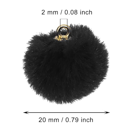Tupalizy 50PCS Fluffy Pom Poms Charms Soft Fuzzy Faux Fur Puff Ball Pendant for Keychains Bracelets Earrings Jewelry Making Tassels Bags DIY Crafts Party Favors Gifts Accessories - color: Black