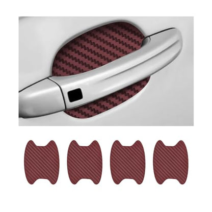 4PCS Car Handle Cup Stickers, Carbon Fiber Scratch Auto Door Protective Film, Non-Marking Bowl Protector, Universal Paint Cover Guard for Most Cars, SUV (Wine Red/4PCS) - color: Wine Red/4PCS