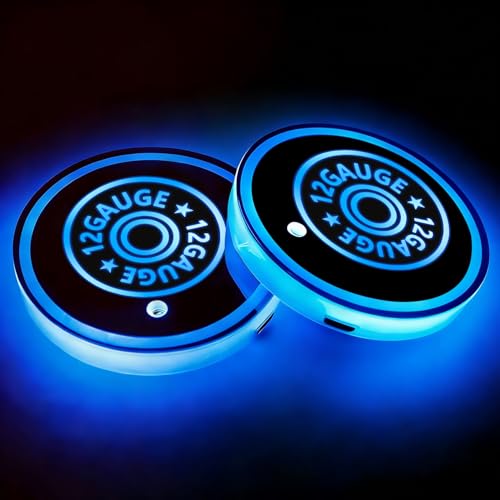 12 Gauge LED Cup Holder Lights for Car,2Pcs LED Light Up Cup Holder Coasters with 7 Colors 3 Modes,Waterproof Interior Atmosphere Lamp,Car Decor Accessories Cool Bullet Gift for Women Men - color: 12 Gauge Bullet