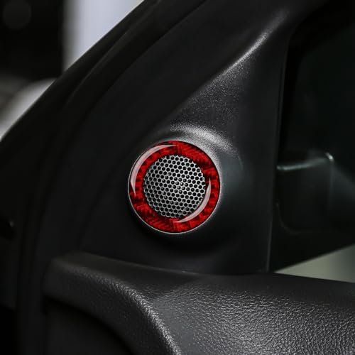 Car Speaker Cover Decals for 2011-2024 Dodge Durango / 2011-2021 Jeep Cherokee WK2 / 2022 WK Accessories Carbon Fiber Stickers, Red - color: Speaker Cover