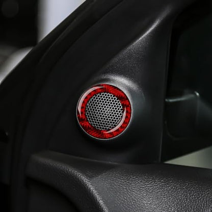 Car Speaker Cover Decals for 2011-2024 Dodge Durango / 2011-2021 Jeep Cherokee WK2 / 2022 WK Accessories Carbon Fiber Stickers, Red - color: Speaker Cover