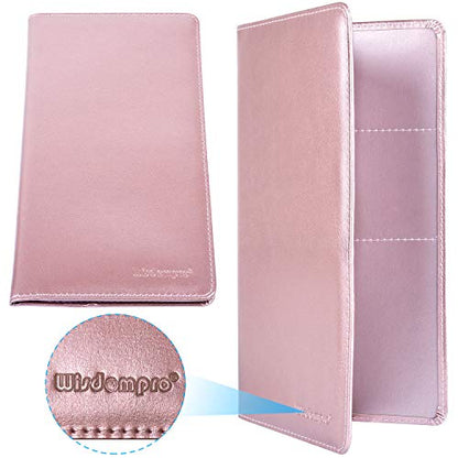 Wisdompro Car Document Holder Organiser, PU Leather Vehicle Insurance and Registration Holders Wallet Case for ID Card, Driving Licence, Key Contact Information Cards - color: Rose Gold