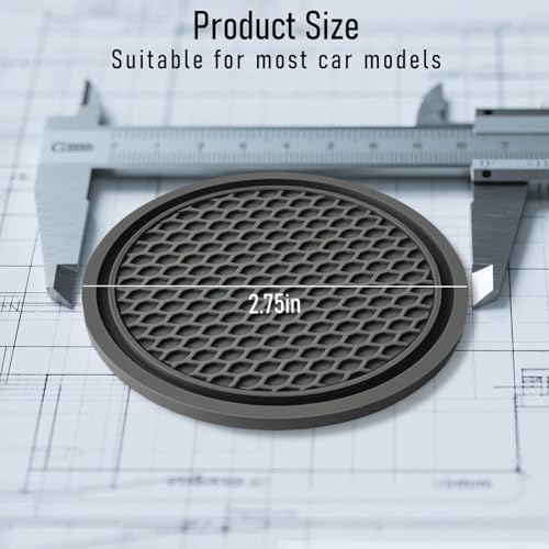 Car Cup Holder Coaster 4 Pack - Non Slip & Shockproof,Flexible PVC Rubber Insert for Car/Truck/SUV/Van (2.75"x0.2") Universal Fit Auto Cup Holders Accessories for Women and Man(Gray) - color: Gray