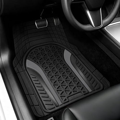 Heavy Duty Rubber Car Mats Carbon Fiber Design (Graphite Gray), 4-Piece Deep Waterproof Floor Mats Set (Front & Rear Full Set), All Weather Universal Trim to Fit Automotive SUV Sedan Truck - color: Graphite Gray, size: Carbon Fiber