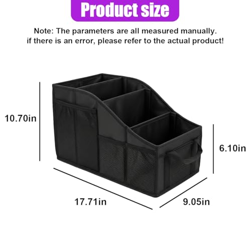 Car Seat Organizer, Collapsible Passenger Seat Organizer with 4 Compartments & 7 Mesh Pockets, Auto Front/back Seats Storage Box, Vehicle Travel Organize Accessory for Kids, Adults (Black)