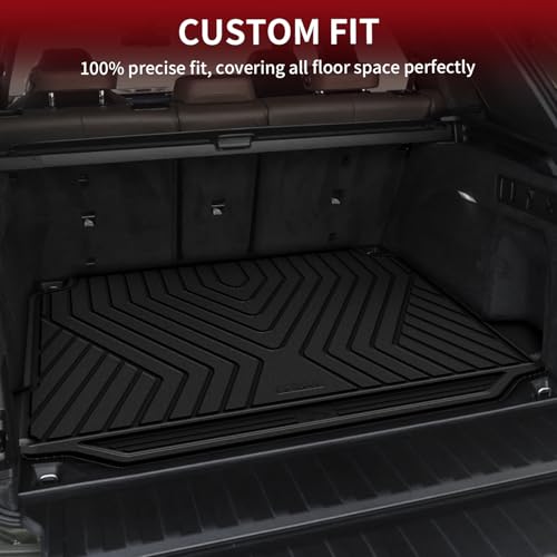 LASFIT Trunk Mat for BMW X5 2026 2025 2024 2023 2022 2021 2020 2019, All Weather TPE Cargo Mats Custom Fit Cargo Liner Front & Rear Trunk liner, Only for 5 Passenger Without Luggage Compartment, Black - size: 3) X5 2019-2026 | Cargo Mat
