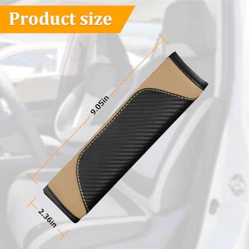 2PCS Car Seat Belt Cover, Carbon Fiber Seatbelt Shoulder Protection, Soft Car Seat Belt Strap Cushion Protect Your Neck and Shoulder, Car Accessories Seat Belt Pad for Car Truck (Beige) - color: Beige