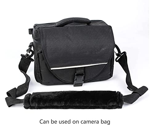 2-Pack Soft Furry Universal Seatbelt Cover – Shoulder Pad for Car Truck SUV Airplane Bus – Relieves Neck & Shoulder Pressure – Fits Backpack, Camera Bag, Laptop Bag Straps (10.5 Inch, Black) - color: Black, size: 10.5in 2pack