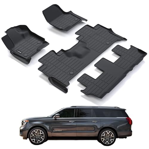 Floor Mat for Ford Expedition MAX 2025 (Only for 8 Seats) TPE All Weather Protection Floor Liners，car mat Front and 2nd 3nd Row - size: 25-26丨8seat Expedition&MAX floor mat