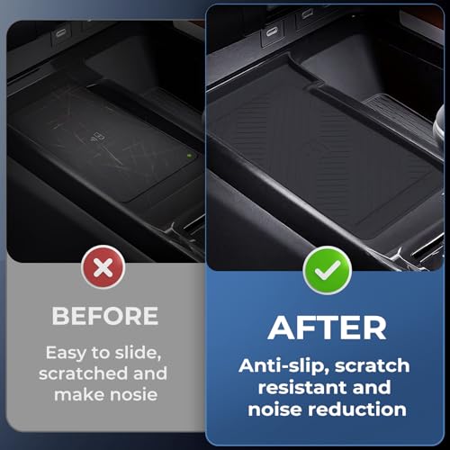 Wireless Charging Protective Mat for Toyota Camry 2026 2025, Center Console Interior Accessories Silicone Anti-Slip Wireless Charger Cover Pad for 2025-2026 Camry, Black