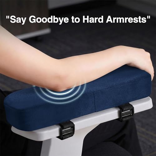 Smiry Ergonomic Office Chair Armrest Pads, Memory Foam Arm Rest Covers, Non-Slip Armrest Cushion with Adjustable Buckles and Straps, Elbow Relief for Desk, Gaming & Wheelchair (Navy, Set of 2) - color: Navy
