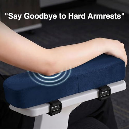 Smiry Ergonomic Office Chair Armrest Pads, Memory Foam Arm Rest Covers, Non-Slip Armrest Cushion with Adjustable Buckles and Straps, Elbow Relief for Desk, Gaming & Wheelchair (Navy, Set of 2) - color: Navy