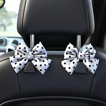 2-Pack Car Purse Hooks for Hanging Purses and Bags, Cute Bow car seat headrest Hooks for Hanging car Purse Hooks. (White Wave Point) - color: white Wave point