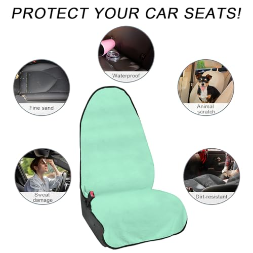 DXNQ 2PCS Car Towel Seat Cover, Waterproof Sweating Non-Slip Premium Soft Towel Carseat Protector, Universal Machine Washable Car Truck SUV Front Seat Cover for Gym Workout Beach Hiking (Mint Green) - color: Mint Green, 2pcs, Front