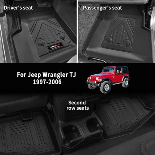 All Weather Floor Mats & Cargo Liner Compatible for 1997-2006 Jeep Wrangler TL/LJ Accessories (for1997-2006 Jeep Wrangler TJ/LJ) - color: for 1997-2006 Jeep Wrangler TJ/LJ