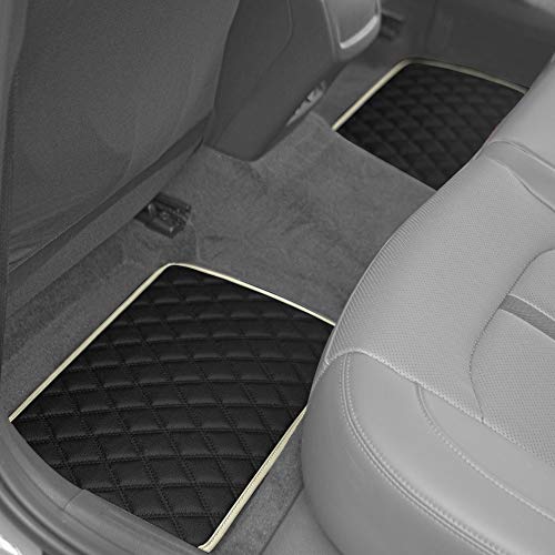 FH Group Floor Mats - Faux Leather Floor Mats for Cars, Universal Fit Automotive Floor Mats, All Purpose Car Floor Mats, PU Leather Protector Mat for Most Sedan, SUV, Truck Floor Mats Beige