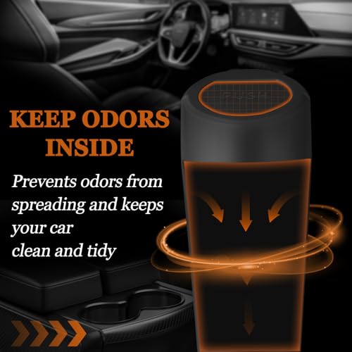 Car Trash Can with Lid, Leakproof Garbage Can with 40 Attached Trash Bags, Mini Essential Car Accessories for Interior for Car, Home, Office (Black) - color: Black