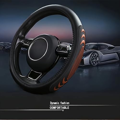 Leather Steering Wheel Cover for Chevy Silverado 1500 2500 3500, 14.5-15 inches Car Steering Wheel Cover with Anti-Slip Massage Particle (Brown) - color: Brown