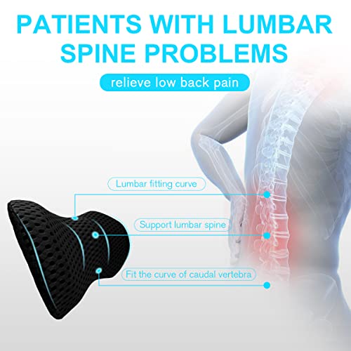 Lumbar Support Pillow for Office Chair, Memory Foam Lumbar Pillow for Lower Back Pain Relief (Black) - color: Black