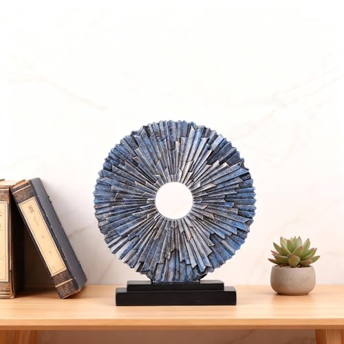 DOVDOV Blue Home Decor Sculpture, Unique Round line Statue, Modern Home Decor, Decorative Panel Statue for Living Room tv Cabinet, Office, Bedroom, Dining Table Center Blue Decor