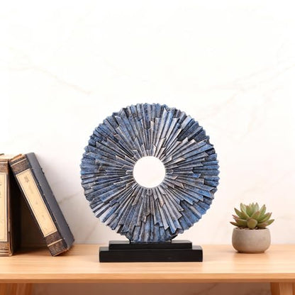 DOVDOV Blue Home Decor Sculpture, Unique Round line Statue, Modern Home Decor, Decorative Panel Statue for Living Room tv Cabinet, Office, Bedroom, Dining Table Center Blue Decor