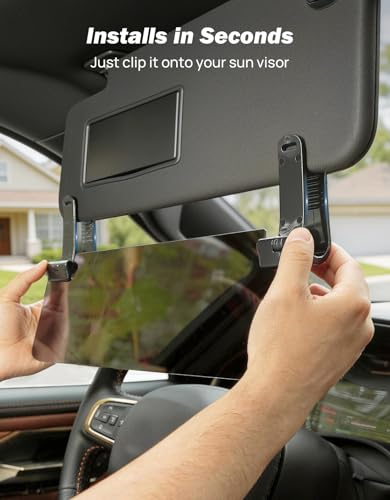 JOYTUTUS Large Sun Visor Extender for SUV Pickup Truck, Polarized Sun Visor Extender Universal Sun Blocker UV400, Adjustable Visor Extension for Car Visor,Double-Clip,Anti Glare Stray Light - size: Large Polarized Extender