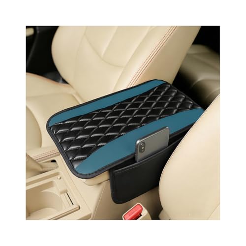 Car Center Console Cushion Pad, Universal Leather Waterproof Armrest Seat Box Cover Protector with 2 Side Storage Pocket,Comfortable Car Decor Fit for Most Vehicle SUV (Dark Green) - color: Dark Green