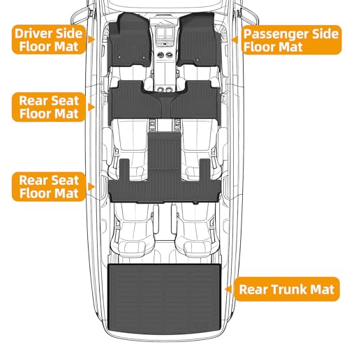 Floor Mats for Chevy Suburban 2021-2026, Suburban Floor Mats 7 Seats (2 Row Bucket Seats), for Cadillac Escalade ESV Bucket, for GMC Yukon XL Bucket (ONLY XL), TPE Non-Slip Summer Winter - style: 14)2021-2024|Suburban 7seats/2021-2024|Yukon XL Bucket/2021
