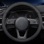 Carodi Latest Nappa Leather car Steering Wheel Cover, Stylish Non-Slip Leather car Interior 15 inches Universal（Black） - color: Black