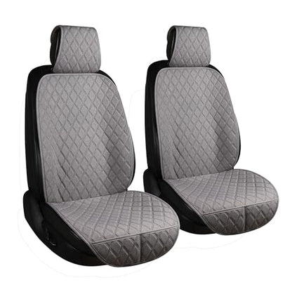 ENOGE Front Car Seat Covers, Linen Car Seat Cover, Driver Seat Protector with Soft & Breathable Cloth Fabric for All Seasons Universal Fits Most Automotive, Van, SUV, Truck (Gray, 2 Front) - color: Linen-Gray-4