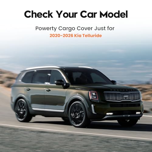 Powerty Retractable Cargo Cover for 2020-2025 Kia Telluride - Canvas Texture Trunk Cover Privacy Screen Rear Security Shade for Telluride Accessories - size: 2020-2025 | Kia Telluride