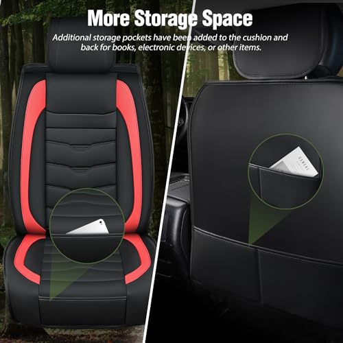 Nilight Car Seat Covers Compatible with 2008-2024 Tundra Waterproof Wear-Resistant Faux Leather Anti Slip Cushion Set (2 PCS Front Seats Cover) - color: Front Sets 2 Seat, style: Toyota Tundra 2008-2024