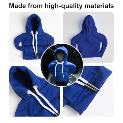 2Pcs Car Shift Knob Hoodie,Gear Shift Hoodie,Funny Sweater Hoodie for Gearshift,Automotive Interior Accessories（Blue and Black） - color: 1*Blue+1*Black