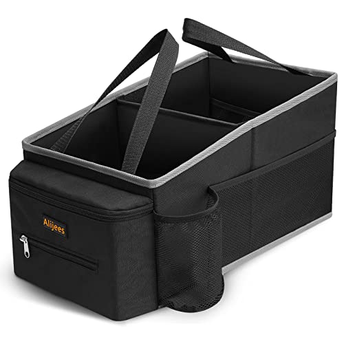 Car Seat Organizer - Backseat Car Organizer with Cup Holders, Car Storage Organization for Front Back Passenger Seat, Road Trip Essentials Kids for Travel Car Accessories, Black