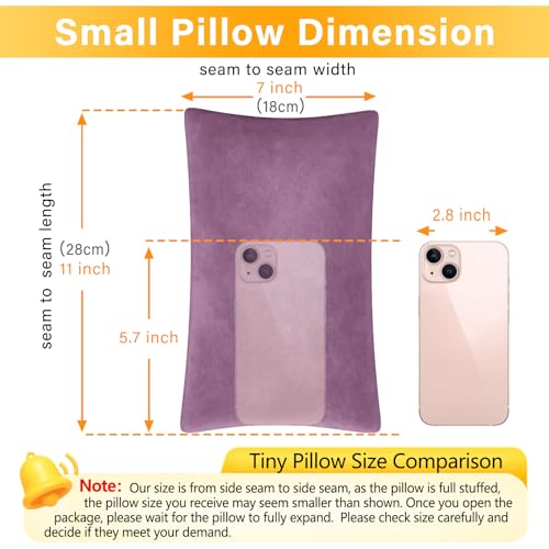 1 MIDDLE ONE 2 Pack Small Pillow, Memory Foam Mini Pillow 11 X 7 Inches for Travel, Sleeping, Nap and Neck, Knee, Lumbar Support, Tiny Cushion for Pet, Dogs (Dark Purple) - color: Dark Purple, size: 11x7 inch