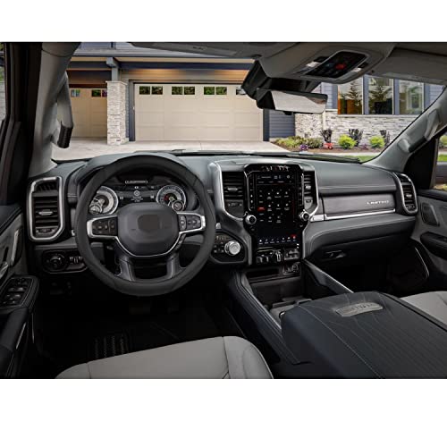 Customized Auto Car Steering Wheel Cover for Dodge RAM 1500 2500 3500, 15.5-16 inch (Black-Large Size)